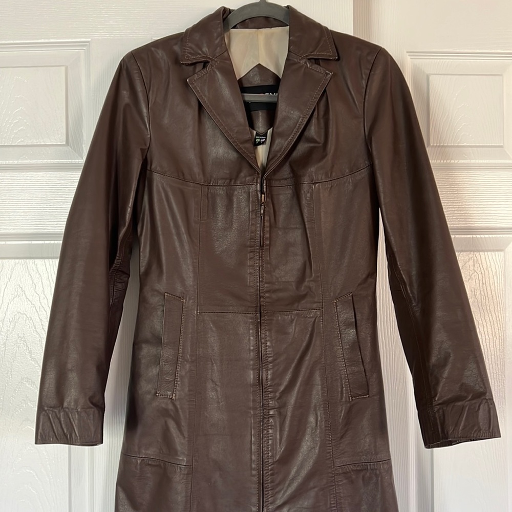 Vintage Brown Leather Coat